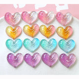 100pcs Glitter Heart Resin Cabochons 20*17mm Flatback Necklace Pendant