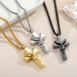 Double Cross Memorial Cremation Ashes Urn Pendant Necklace Keepsake Jewelry