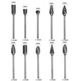 10Pcs Carbide Burr Set 2.35/3mm Shank Woodworking Carving Engraving Polish