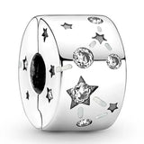 Asymmetric Star Clip Safety Chain 925 Sterling Silver Charm Beads