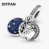 Double Dangle Tree & Galaxy Moon Charm for Pan Bracelet DIY Berloque