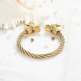 Double Dragon Head Cremation Jewelry Men's Bracelet for Ashes