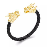 Double Dragon Head Cremation Jewelry Men's Bracelet for Ashes