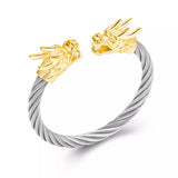 Double Dragon Head Cremation Jewelry Men's Bracelet for Ashes