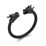 Double Dragon Head Cremation Jewelry Men's Bracelet for Ashes