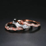 3 Stone Wedding Rings Crystal Women's Jewelry Rose DFYG064