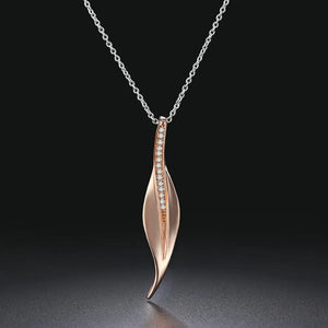 Zircon Crystal Leaf Pendant Necklace for Women - DFN041