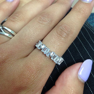 Irregular Trapezoid CZ Wedding Rings Set