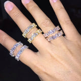 Irregular Trapezoid CZ Wedding Rings Set