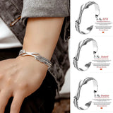 Double Feather Card Bracelet Adjustable Bangle Set Snk809