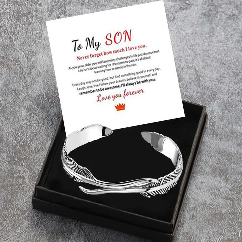 Double Feather Card Bracelet Adjustable Bangle Set Snk809