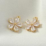 Zircon Flower Jewelry Set Copper Plated 18K Real