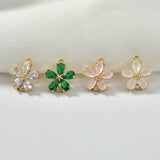Zircon Flower Jewelry Set Copper Plated 18K Real