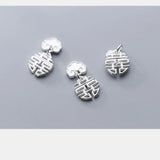 925 Silver Double Happiness Letter Charms for DIY Jewelry