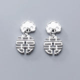 925 Silver Double Happiness Letter Charms for DIY Jewelry