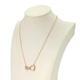Double Heart 18K Rose Diamond Pendant 925 Sterling Silver Necklace