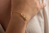 Double Heart Bracelet with Names-Stainless Steel Name Bracelet