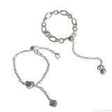 Heart Chain Ring Tassel Dangle Statement Open Adjustable