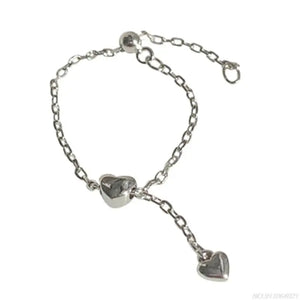 Heart Chain Ring Tassel Dangle Statement Open Adjustable