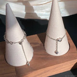 Heart Chain Ring Tassel Dangle Statement Open Adjustable