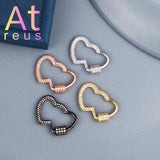 Double Heart Connection Clasps Hooks Copper Micro Pave Zirconia