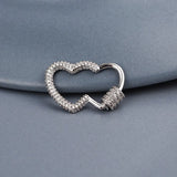 Double Heart Connection Clasps Hooks Copper Micro Pave Zirconia