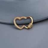 Double Heart Connection Clasps Hooks Copper Micro Pave Zirconia