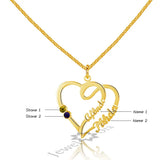 Personalized Double Heart Birthstone Necklace 925 Sterling Silver Name Necklace