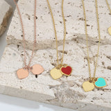 Double Heart Enamel Necklaces S925 Sterling Silver Necklace High Jewelry