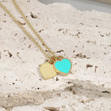 Double Heart Enamel Necklaces S925 Sterling Silver Necklace High Jewelry