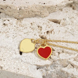 Double Heart Enamel Necklaces S925 Sterling Silver Necklace High Jewelry