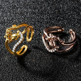 Double Heart Flowers Band Zircon Ring For Women Engagement
