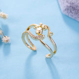 Double Heart Flowers Band Zircon Ring For Women Engagement
