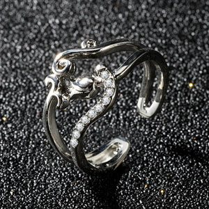 Double Heart Flowers Band Zircon Ring For Women Engagement