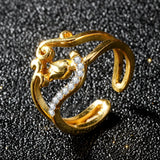 Double Heart Flowers Band Zircon Ring For Women Engagement