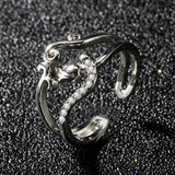 Double Heart Flowers Band Zircon Ring For Women Engagement