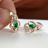 Double Heart Hollow Hoop Earrings Multicolor Zircon Water Drop