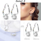 Double Heart Pave Zircon Star Earrings 925 Sterling Silver Hoops For Women