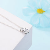 Double Heart Pendant Collier Necklace Sterling Silver Chain