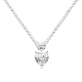 Double Heart Pendant Sparkling Collier Necklace Sterling Silver Jewelry