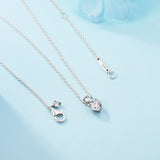 Double Heart Pendant Sparkling Collier NecklaceSilver 925 For Women