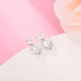 Double Heart Sparkling Stud Earrings Crystals Sterling Silver Jewelry