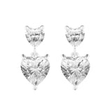 Double Heart Sparkling Stud Earrings 925 Sterling Silver Original Jewelry
