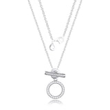 Sterling Silver Double Hoop T-bar Necklace for DIY Jewelry