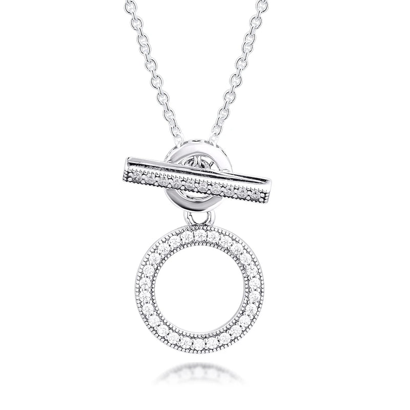 Sterling Silver Double Hoop T-bar Necklace for DIY Jewelry