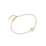 Double Initial Crystal Bracelet Diamond Letter Pendant 18K Bangle