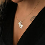 Initial Necklace Gothic Jewelry Old English Letter Necklace