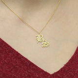 Initial Necklace Gothic Jewelry Old English Letter Necklace