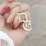 Initial Necklace Gothic Jewelry Old English Letter Necklace
