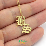 Initial Necklace Gothic Jewelry Old English Letter Necklace